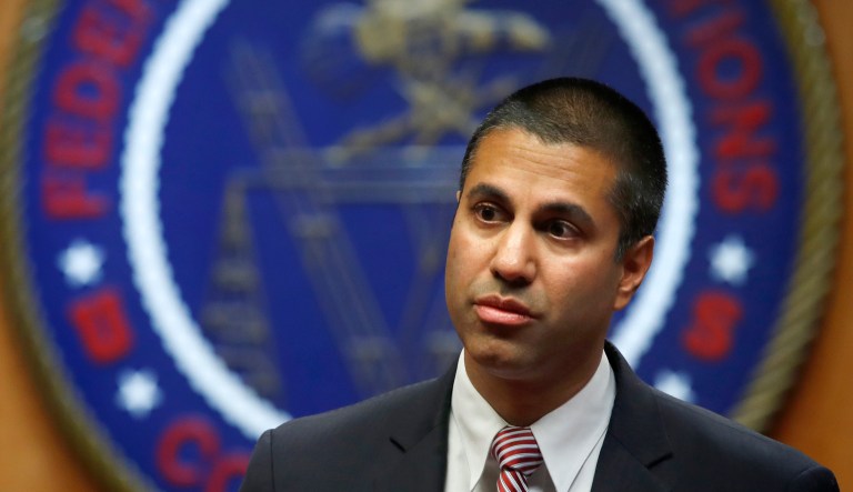 Ajit Pai was given the Charlton Heston Courage Under Fire Award for the public kickback and targeted threats he received for repealing Obama-era net neutrality rules. (AP Photo/Jacquelyn Martin)