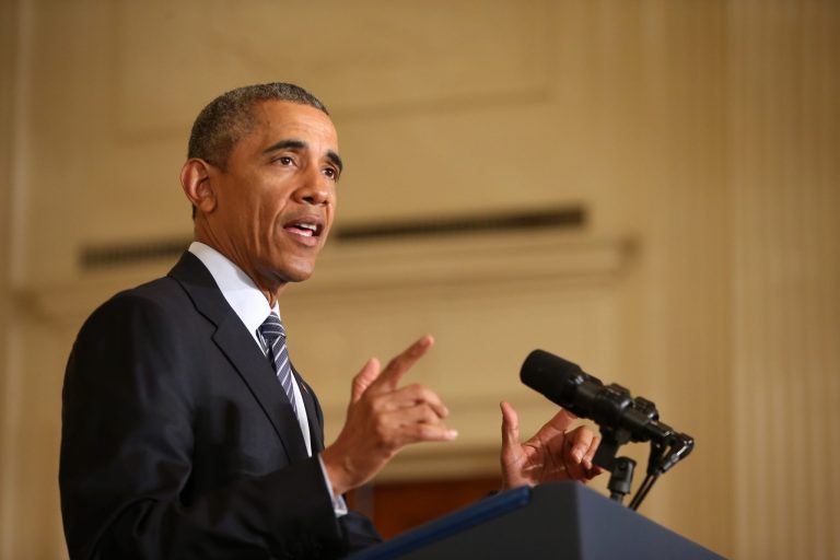 President Obama speaks about his Clean Power Plan, Monday, in the East Room at the White House in Washington. (AP Photo/Andrew Harnik)
