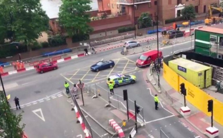 Two suspicious vehicles were reported outside of the embassy in southwest London. (Twitter)