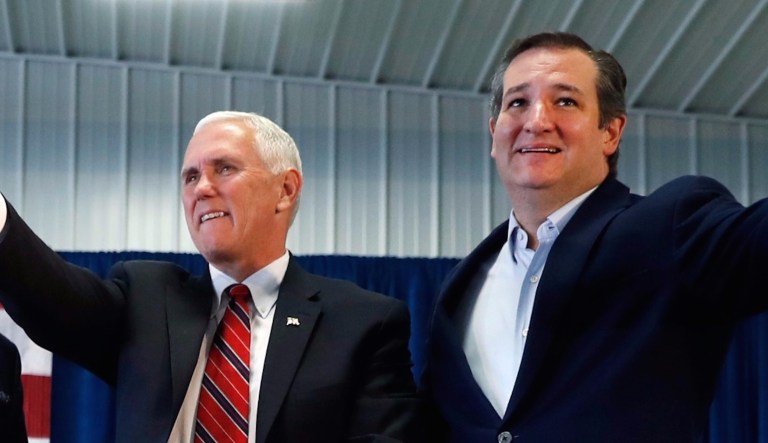 Vice President Mike Pence and Sen. Ted Cruz, R-Texas, helped secure an amendment to the GOP tax bill providing federal tax breaks for sending children to private or religious schools or teaching them at home. (AP Photo/Charlie Neibergall)