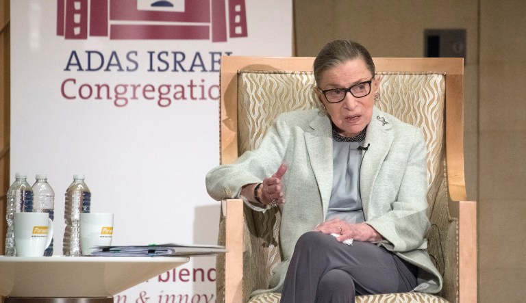 Supreme Court Justice Ruth Bader Ginsburg appears at Adas Israel Congregation in Washington, DC on Thursday, Feb. 1, 2018. (Ron Sachs / CNP)