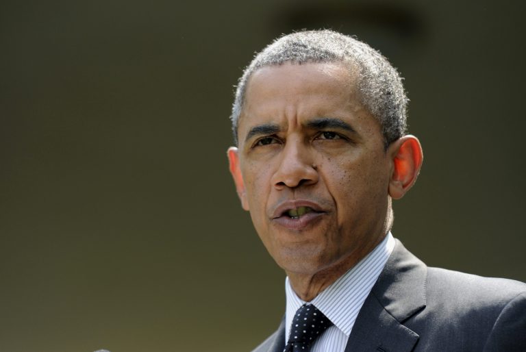 President Obama speaks about the future of US troops in Afghanistan on Tuesday in the Rose Garden of the White House in Washington. (AP Photo/Susan Walsh)