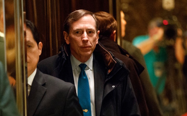 Former Gen. David Petraeus, one of the remaining four candidates President-elect Trump is considering for secretary of state, would have to notify his probation officer of his new job if offered the position. (AP Photo/ Evan Vucci)