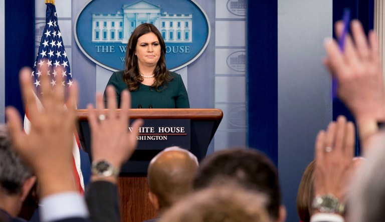 While many said Bush's remarks were a critique of the Trump administration, Sanders blamed the press. (AP Photo/Andrew Harnik)