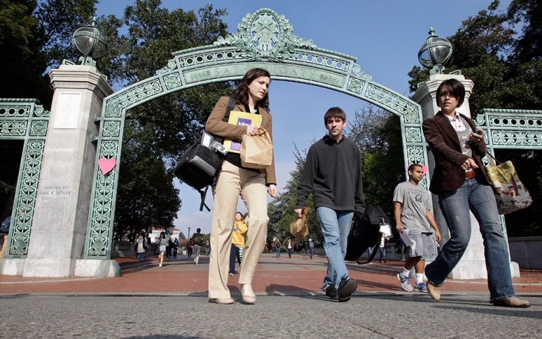 University of California at Berkeley, home to the 1960s free speech movement, is in the midst of a new First Amendment dust-up. (AP Photo/Paul Sakuma)