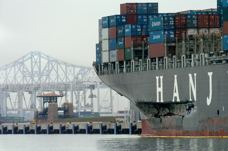 A federal judge has refused to reinstate the license of the pilot of the oil tanker that sideswiped the San Francisco-Oakland Bay Bridge six years ago, causing a 50,000-gallon oil spill. (AP Photo/Noah Berger)