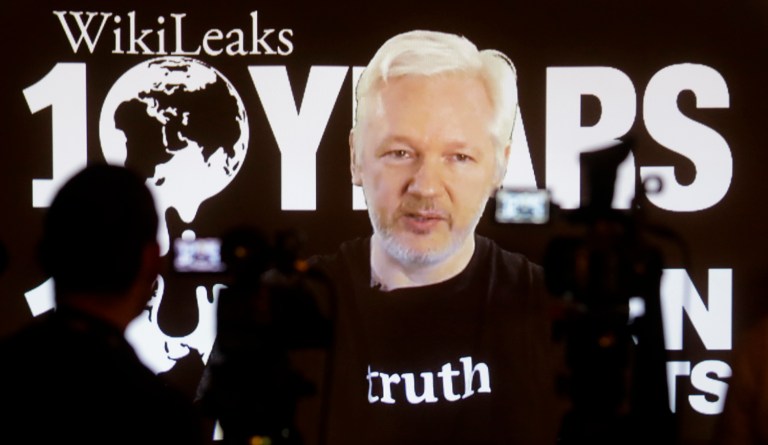 In the first of a pair of tweets from an account WikiLeaks said was activited by its founder, Assange claimed that Trump's 2016 presidential election opponent Hillary Clinton stated privately this month that she is 