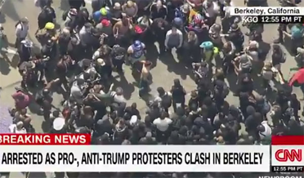 Trump supporters and critics clashed in Berkeley, Calif. (Screen shot)