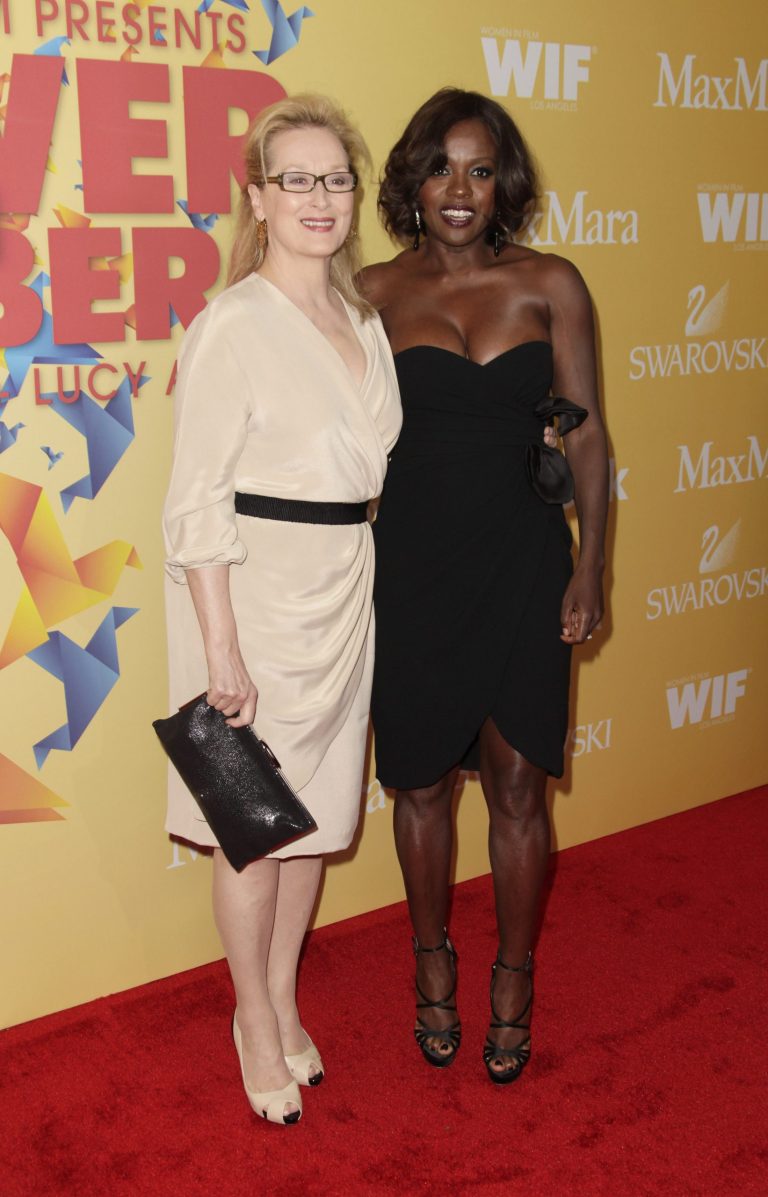   This Tuesday, June 12, 2012 photo shows actresses Meryl Streep, left, and Viola Davis at the Women In Film Crystal + Lucy Awards at the Beverly Hilton Hotel in Beverly Hills, Calif. (Photo by Todd Williamson/Invision/AP)  