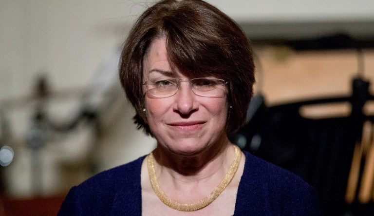 "These tweets, really every time one goes out it does squander this moment of governorship," said Sen. Amy Klobuchar, D-Minn. (AP Photo/Andrew Harnik)
