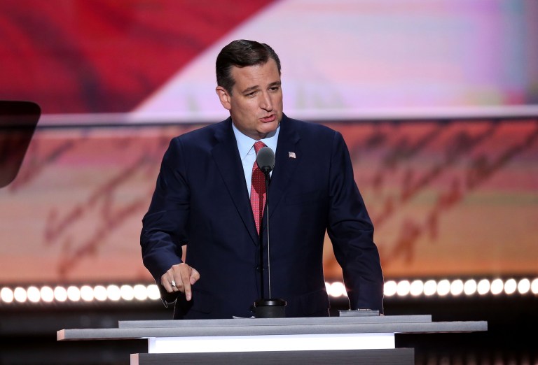 Sen. Ted Cruz's speech called for Republicans to "vote your conscience" in November, which infuriated Trump supporters and RNC delegates, many of whom rained boos down on him. (Daniel Acker/Bloomberg)