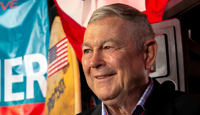 U.S. Rep. Dana Rohrabacher, R-Calif, addresses members of the media and supporters waiting for elections results at the Skosh Monahan's Irish Pub in Costa Mesa, Calif., Tuesday, Nov. 6, 2018.