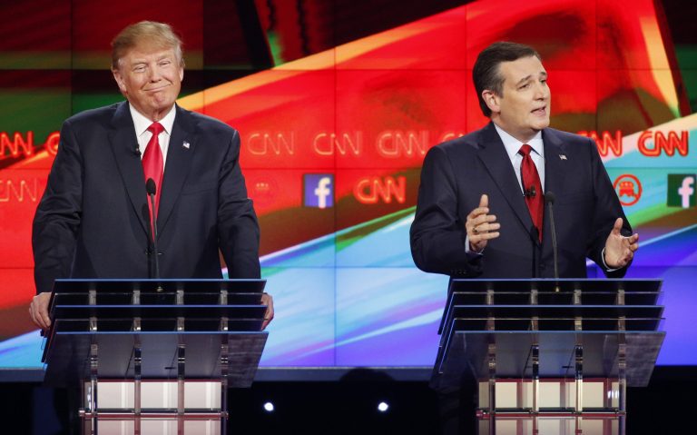 Sunday's poll confirms the picture of a small Cruz lead over Trump in Iowa. (AP file photo/John Locher)