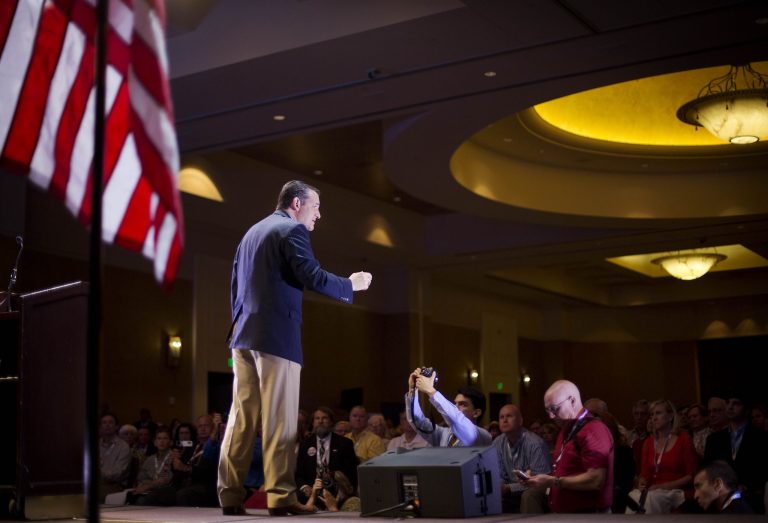 Republican presidential candidate Sen. Ted Cruz, R-Texas, speaks at the RedState Gathering Saturday, Aug. 8, 2015, in Atlanta. (AP Photo/David Goldman)