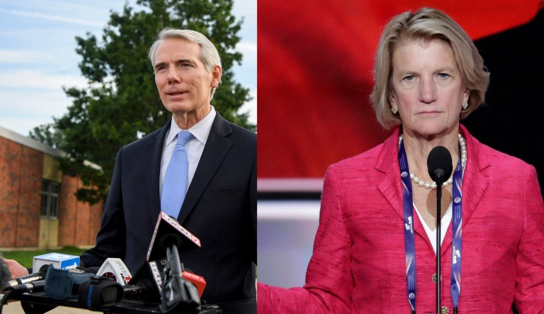 Centrist Republican senators Rob Portman of Ohio and Shelley Moore Capito of West Virginia announced Tuesday they can't support the Senate's draft healthcare bill. (AP Photo/Bryan Woolston)