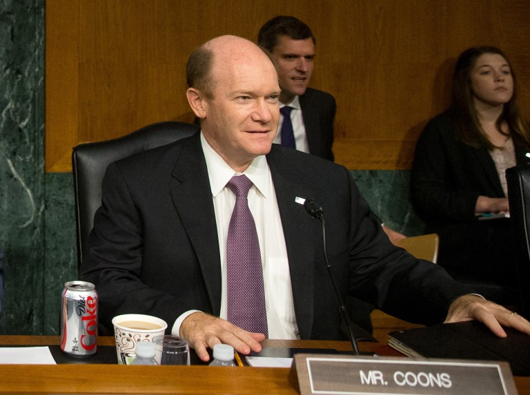 Surveying the political landscape, Democratic Sen. Chris Coons wants the minority party to embrace a scorched-earth, government-shutdown strategy. (AP Photo/Andrew Harnik)