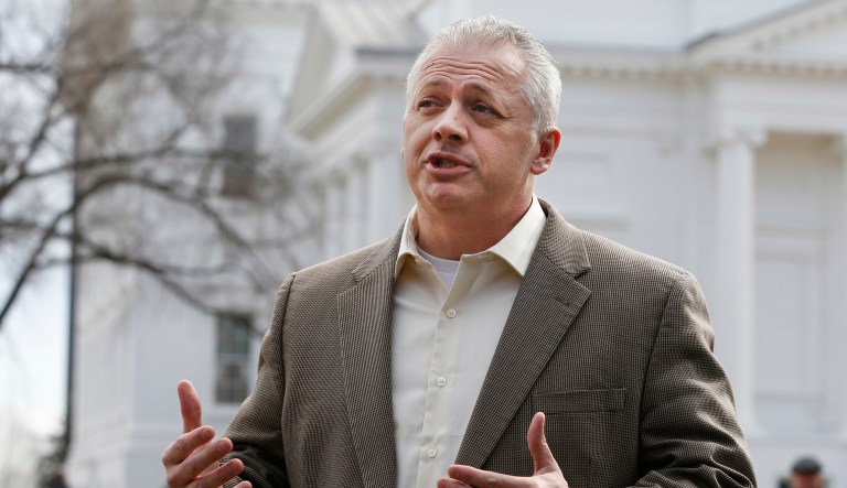 Republican candidate for Virginia governor, Denver Riggleman, speaks during a news conference at the Capitol in Richmond, Va., Tuesday, Jan. 31, 2017.