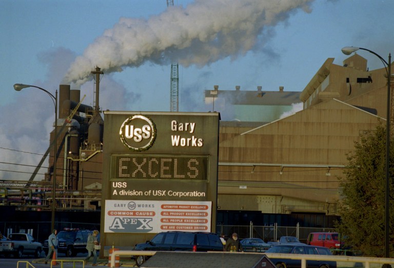 In the 1970s, Gary's steel works employed 30,000 people. But by the Clinton era, the number working there was 6,000. Today it's about 5,000 and shrinking. (AP Photo/Michael S. Green, File)