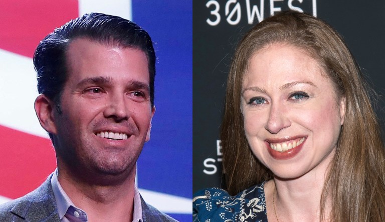 Donald Trump Jr. and Chelsea Clinton are shown.