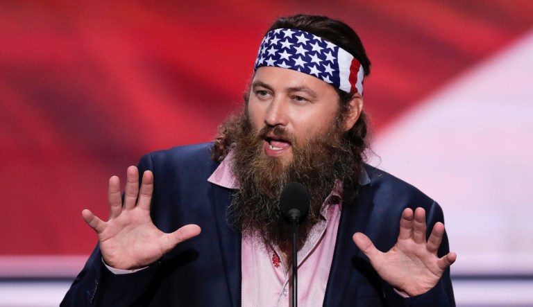 Willie Robertson, CEO of Duck Commander and Buck Commander speaks during the opening day of the Republican National Convention in Cleveland, Monday, July 18, 2016.