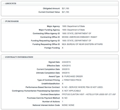 Clinton Foundation Meeting in Morocco Last Month Cost Taxpayers $21K