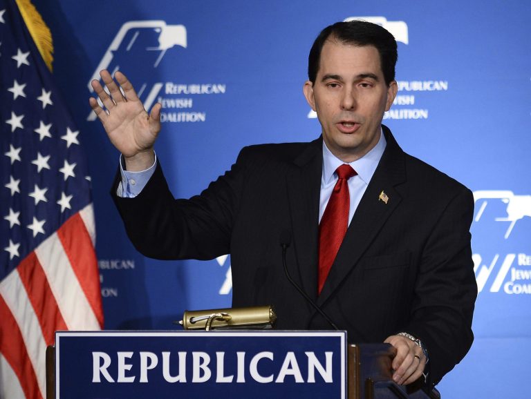 Wisconsin Gov. Scott Walker speaks during the Republican Jewish Coalition spring leadership meeting at the Venetian Las Vegas on March 29, 2014 in Las Vegas, Nevada. (Photo by Ethan Miller/Getty Images)