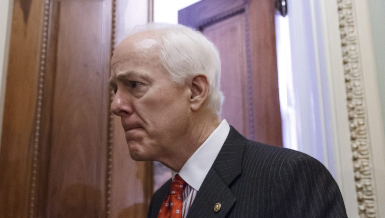 In this Feb. 4, 2014 file photo, Senate Minority Whip John Cornyn of Texas speaks with reporters outside his office on Capitol Hill in Washington. (AP Photo/J. Scott Applewhite, File)