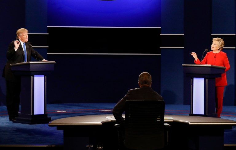 Monday night's debate provided a perfect demonstration of Hillary's folly on the economy and Trump's impotence in exploiting it. (AP Photo/David Goldman)