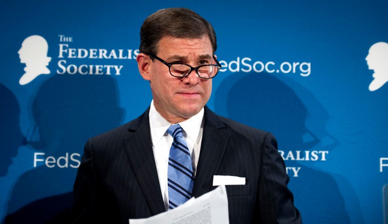 Federal appeals court Judge William Pryor, who Trump included on his Supreme Court short lists, wrote a Yale Law Journal article in which he highlighted Clarence Thomas' contribution to the law through his clashes with Antonin Scalia. (AP Photo/Cliff Owen)