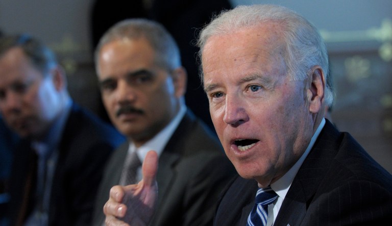 Former Vice President Joe Biden and former Attorney General Eric Holder are slated to speak to House Democrats at their retreat in Maryland this week, where party members are expected to establish a 2018 midterm strategy. (AP Photo/Susan Walsh)