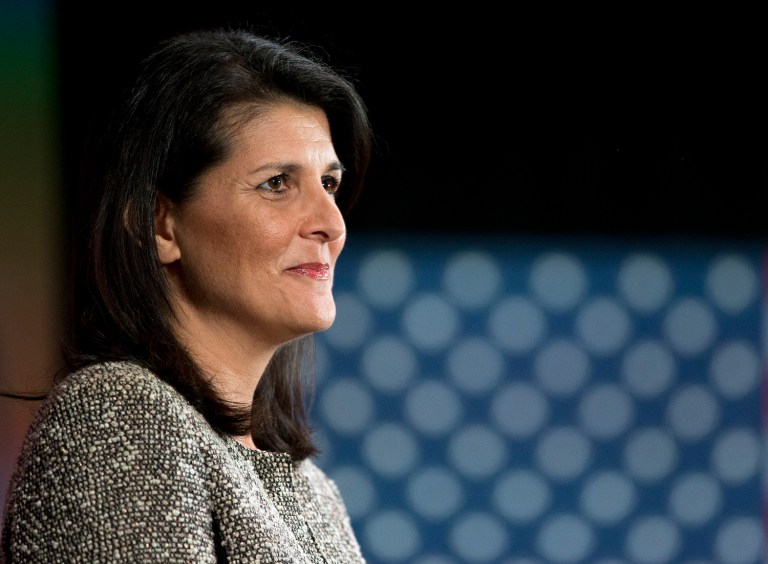 South Carolina Gov. Nikki Haley responds to Donald Trump after he lashed out at her on Twitter Tuesday. (AP Photo/John Bazemore)