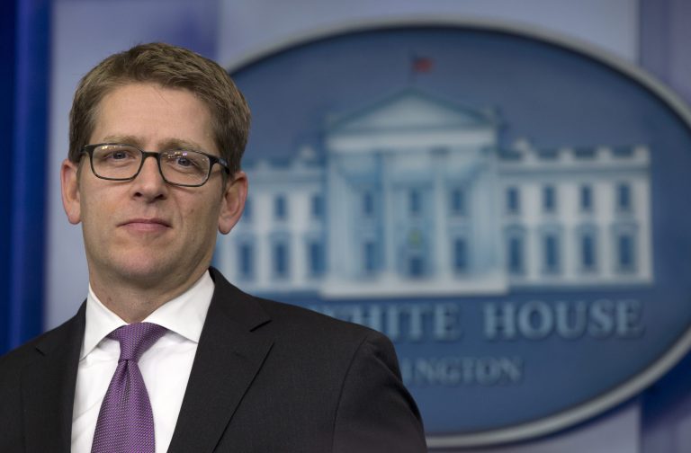 White House press secretary Jay Carney gestures as he speaks during the daily news briefing at the White House in Washington, Friday, Jan. 24. (AP Photo/Carolyn Kaster)