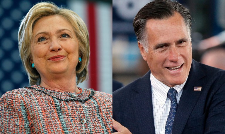 Reaching into the archive of Romney tweets, on Wednesday the Clinton campaign retweeted a March 3 tweet from the former Massachusetts governor. (AP Photos)