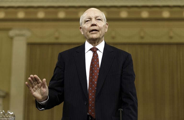 Internal Revenue Service Commissioner John Koskinen is sworn in on Capitol Hill in Washington, Friday, June 20, 2014, prior to testifying before the House Ways and Means Committee hearing on whether tea party groups were improperly targeted for increased scrutiny by the IRS. The IRS asserts it can't produce emails from seven officials connected to the tea party investigation because of computer crashes, including the emails from Lois Lerner, the former IRS official at the center of the investigation who has invoked her Fifth Amendment right at least nine times to avoid answering lawmakers' questions.   (AP Photo/J. Scott Applewhite)