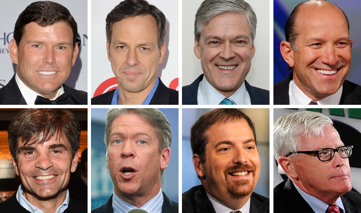Likely GOP debate moderators include Bret Baier, Jake Tapper, John Harwood, Maria Bartiromo, George Stephanopoulos, Major Garrett, Chuck Todd and Hugh Hewitt. (File photos)
