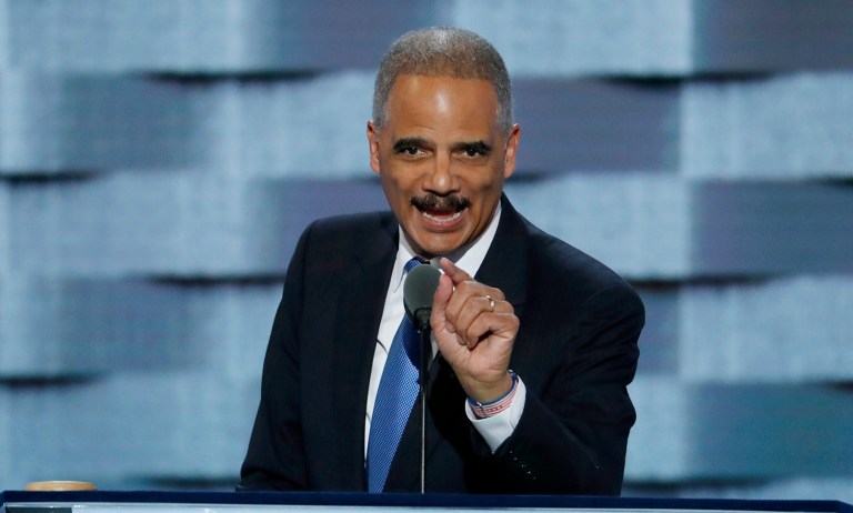 Former Attorney General Eric Holder said Donald Trump has disqualified himself from the presidency after he called on Russia to help find Hillary Clinton's missing emails. (AP Photo/J. Scott Applewhite)