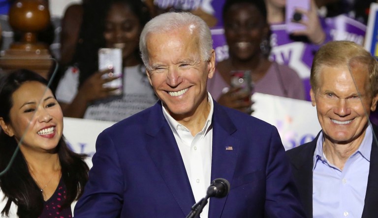 Former Vice President Joe Biden speaks at a rally for incumbent Sen. Bill Nelson, D-Fla., in downtown Orlando, Fla., Tuesday, Oct. 23, 2018.