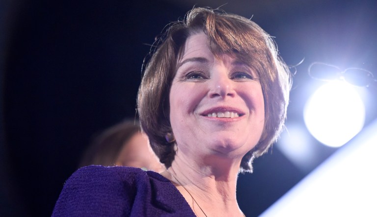 Sen. Amy Klobuchar, D-Minn., speaks after winning re-election during an election night event held by the Democratic Party, Tuesday, Nov. 6, 2018, in St. Paul, Minn.