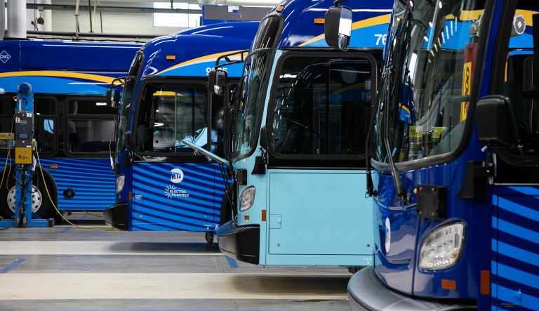 Electric powered buses sit parked at the New Flyer Industries Ltd. manufacturing facility in St. Cloud, Minnesota, U.S. on Wednesday, July 25, 2018. The U.S. Census Bureau is releasing durable goods figures on August 2.