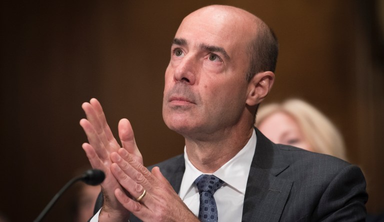 Eugene Scalia speaks at his nomination hearing for Labor Secretary before the Senate Committee on Health, Education Labor and Pensions, on Capitol Hill,  in Washington, Thursday, Sept. 19, 2019. 