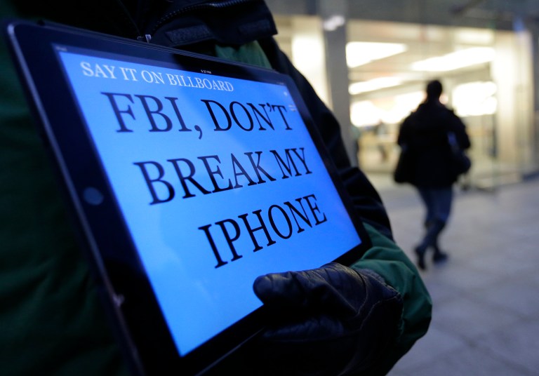 The company's lawyers said if they were forced to comply and help the government access the phone, the security of Apple products would be damaged. (AP Photo/Steven Senne)