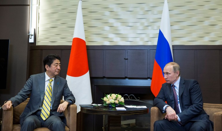 Russian President Vladimir Putin announced that he'll travel to Japan in December, following Japanese Prime Minister Shinzo Abe trip to Russia in May. (AP Photo/Pavel Golovkin, pool)