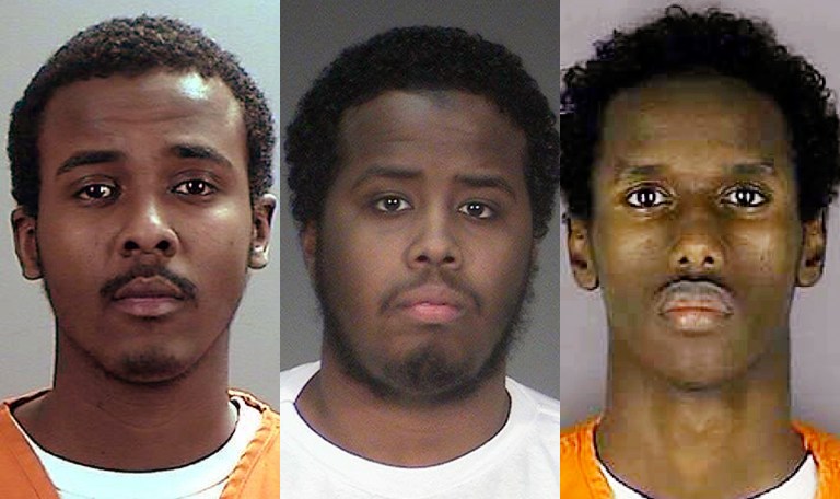 Abdurahman Yasin Daud, Mohamed Abdihamid Farah and Guled Ali Omar were found guilty of the terrorism charges Friday. (AP Photos)