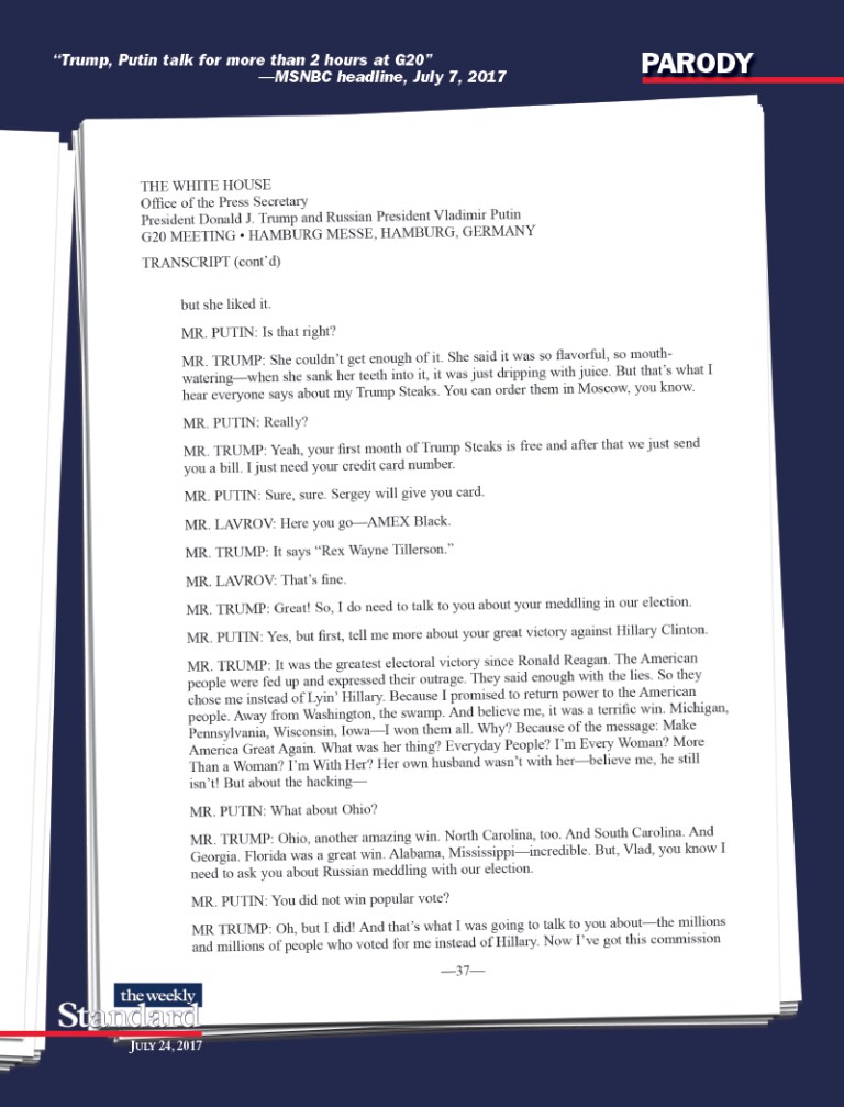 The Trump-Putin Transcript