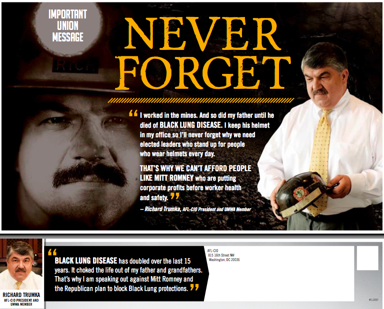 Union Boss Richard Trumka connects Mitt Romney with ‘black lung’ disease
