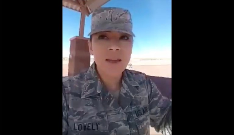 Tech. Sgt. Geraldine Lovely is stationed at the Nellis Air Force Base in Las Vegas, but officials at the base told the New York Daily News that Lovely was 