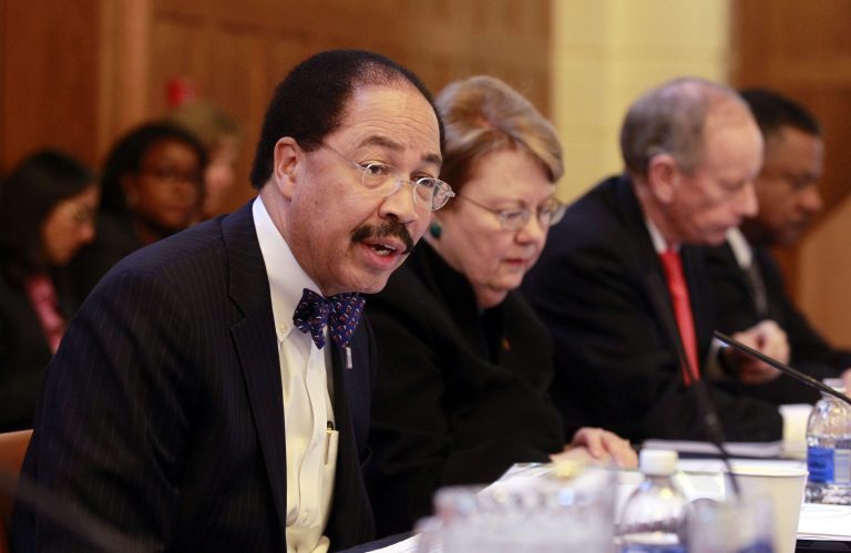 University of Virginia Rector and chairman of the University of Virginia Board of Visitors, George Keith Martin read a statement concerning the Rolling Stone story at the start of the Board of Visitors meeting Friday Dec. 19, 2014, in Charlottesville, Va. Martin ripped into Rolling Stone magazine Friday, saying the magazine unfairly tarnished the school's image with a piece of 