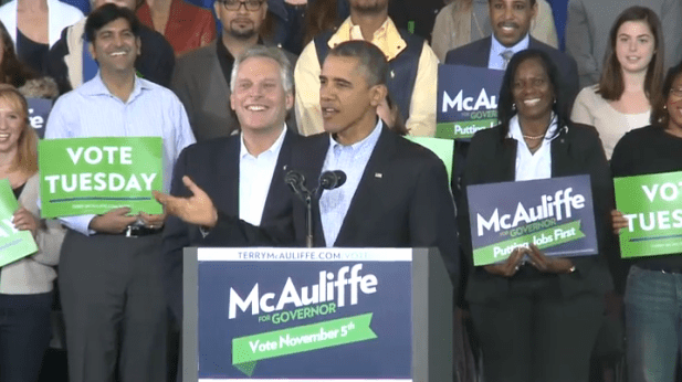 VIDEO: Obama takes the stage as Virginia governor’s race nears end