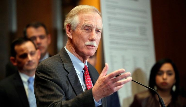 Unlike some of his colleagues, Sen. Angus King, I-Maine, made his questions the centerpiece of his allotted time in his attempt to get answers from U.S. intelligence officials. (AP Photo/Jacquelyn Martin)
