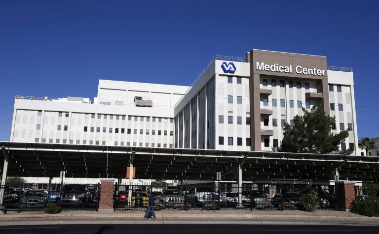 The Phoenix VA Health Care Center, shown here on Monday, April 28, 2014, in Phoenix, has come under scrutiny as growing concerns about allegations of gross mismanagement and neglect. (AP Photo/Ross D. Franklin)